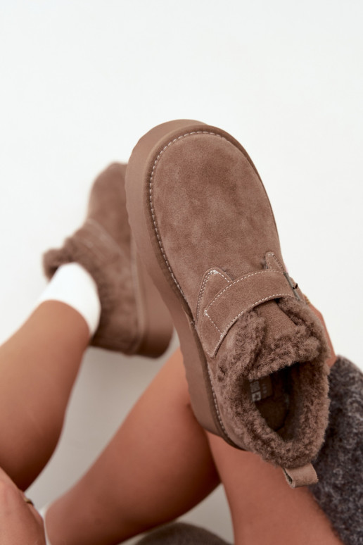 Botas de neve em camurça sintética cor areia com plataforma Big Star UU274318