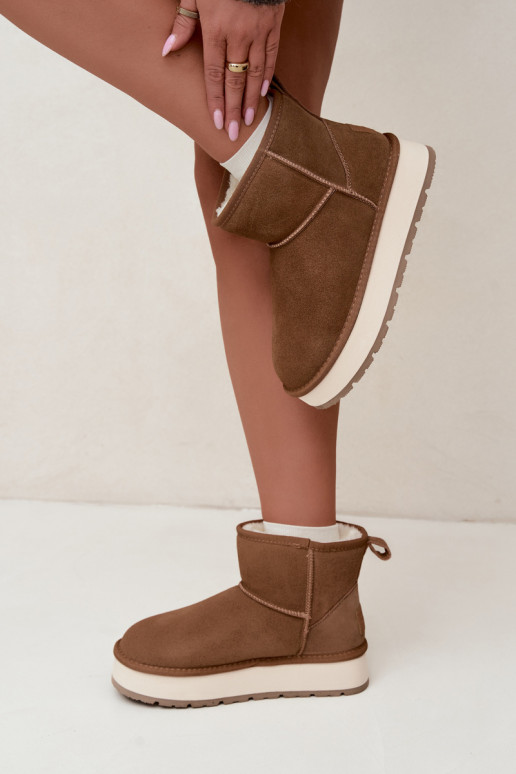 Botas de neve em camurça sintética marrom com pelo dentro Big Star UU274692