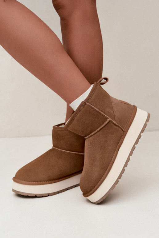 Botas de neve em camurça sintética marrom com pelo dentro Big Star UU274692