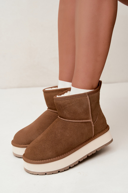 Botas de neve em camurça sintética marrom com pelo dentro Big Star UU274692