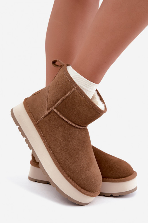 Botas de neve em camurça sintética marrom com pelo dentro Big Star UU274692