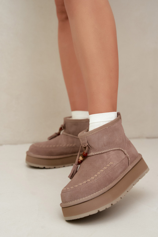 Botas de neve em camurça sintética cor areia Big Star UU274679