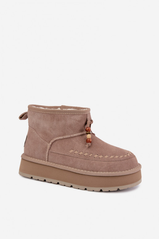 Botas de neve em camurça sintética cor areia Big Star UU274679