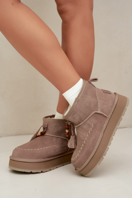 Botas de neve em camurça sintética cor areia Big Star UU274679