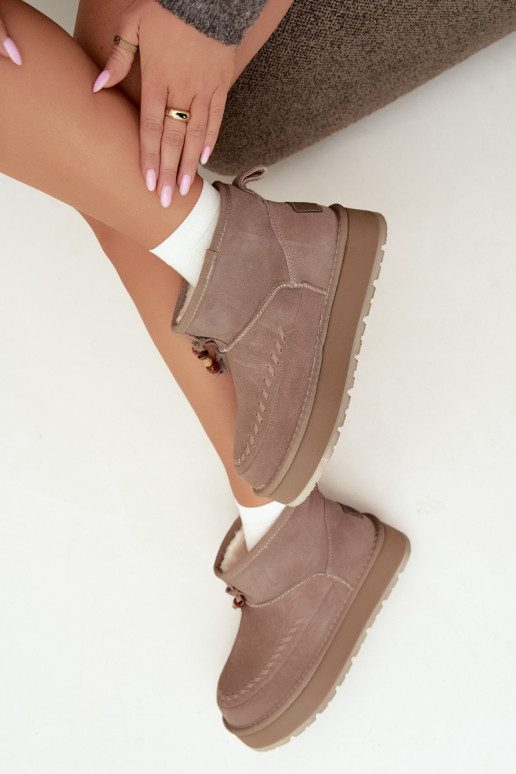 Botas de neve em camurça sintética cor areia Big Star UU274679