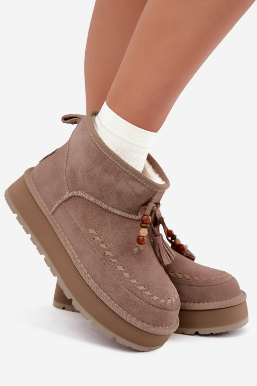 Botas de neve em camurça sintética cor areia Big Star UU274679