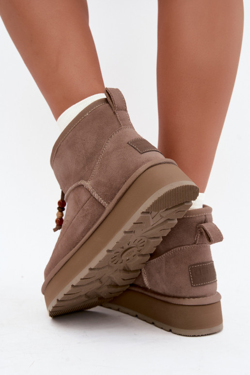 Botas de neve em camurça sintética cor areia Big Star UU274679