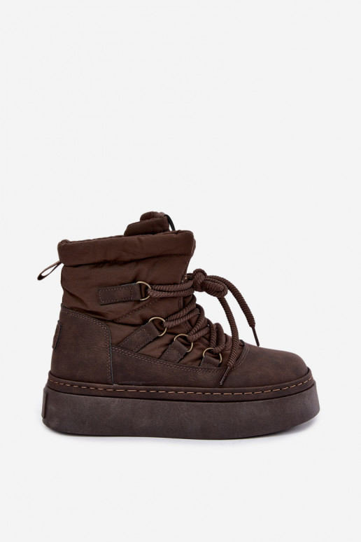 Botas de inverno com atacadores e plataforma Big Star UU274191 cor chocolate