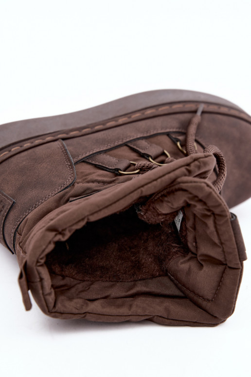 Botas de inverno com atacadores e plataforma Big Star UU274191 cor chocolate