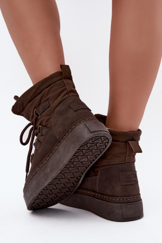Botas de inverno com atacadores e plataforma Big Star UU274191 cor chocolate