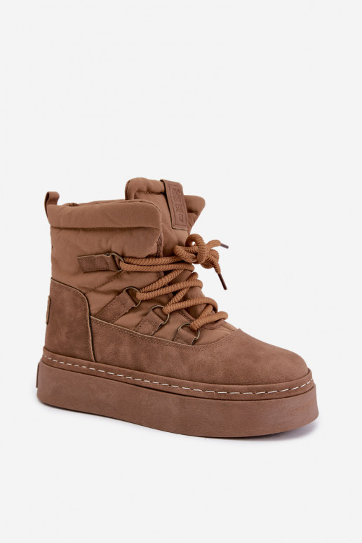 Botas de inverno com atacadores e plataforma Big Star UU274190 cor castanho