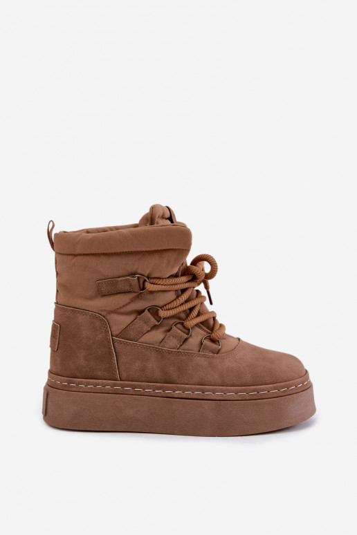 Botas de inverno com atacadores e plataforma Big Star UU274190 cor castanho