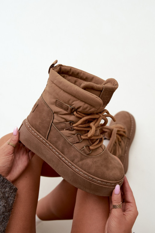 Botas de inverno com atacadores e plataforma Big Star UU274190 cor castanho