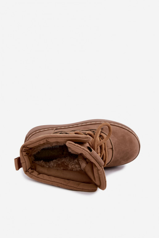 Botas de inverno com atacadores e plataforma Big Star UU274190 cor castanho