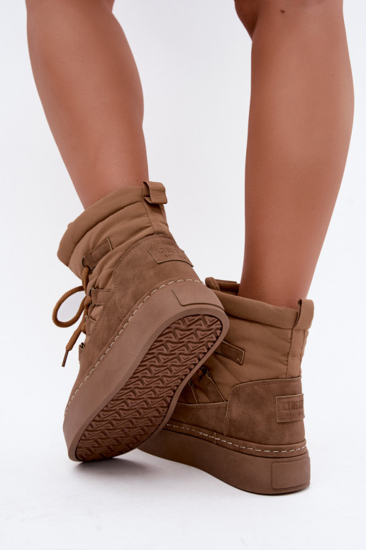 Botas de inverno com atacadores e plataforma Big Star UU274190 cor castanho