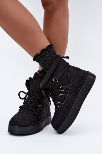 Botas de inverno com atacadores e plataforma Big Star UU274189 cor preta 2