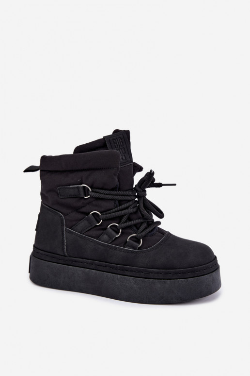 Botas de inverno com atacadores e plataforma Big Star UU274189 cor preta
