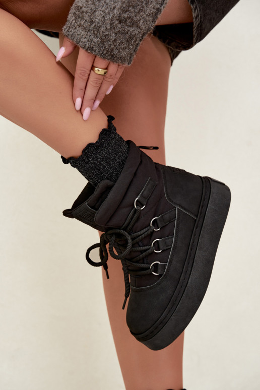 Botas de inverno com atacadores e plataforma Big Star UU274189 cor preta