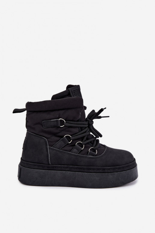 Botas de inverno com atacadores e plataforma Big Star UU274189 cor preta