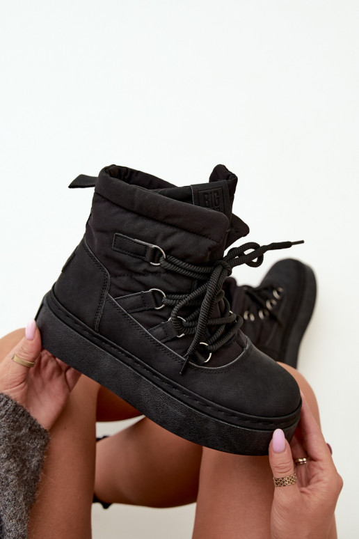 Botas de inverno com atacadores e plataforma Big Star UU274189 cor preta