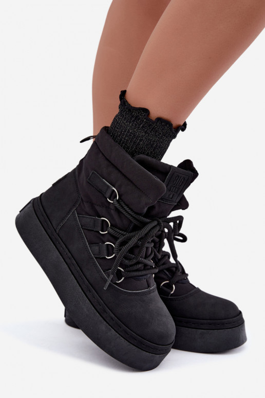 Botas de inverno com atacadores e plataforma Big Star UU274189 cor preta