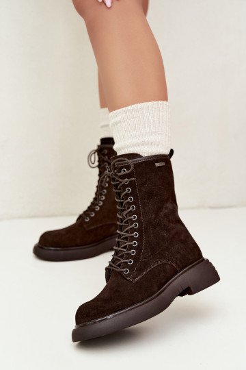 Botins de trabalho isolados em camurça sintética Big Star UU274612 cor chocolate 2