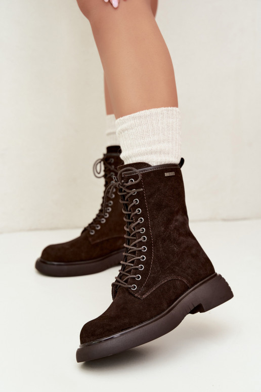 Botins de trabalho isolados em camurça sintética Big Star UU274612 cor chocolate