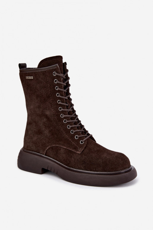 Botins de trabalho isolados em camurça sintética Big Star UU274612 cor chocolate