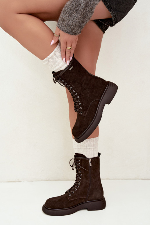 Botins de trabalho isolados em camurça sintética Big Star UU274612 cor chocolate