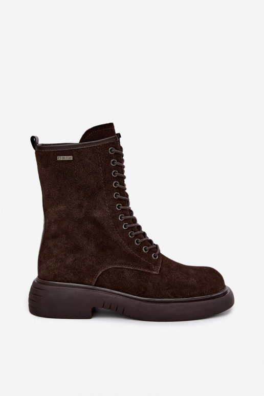 Botins de trabalho isolados em camurça sintética Big Star UU274612 cor chocolate
