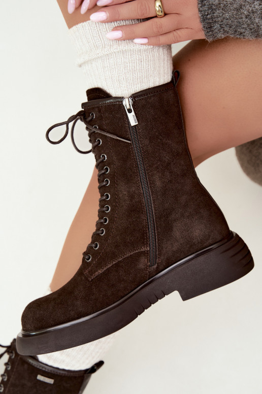 Botins de trabalho isolados em camurça sintética Big Star UU274612 cor chocolate
