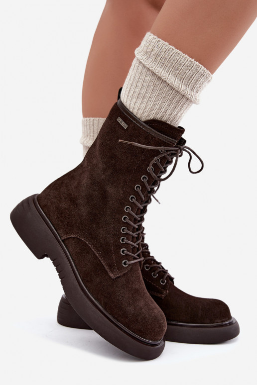 Botins de trabalho isolados em camurça sintética Big Star UU274612 cor chocolate
