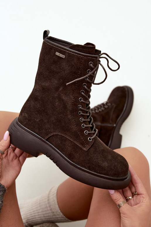 Botins de trabalho isolados em camurça sintética Big Star UU274612 cor chocolate