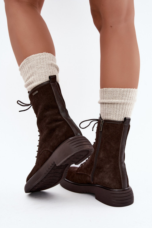 Botins de trabalho isolados em camurça sintética Big Star UU274612 cor chocolate