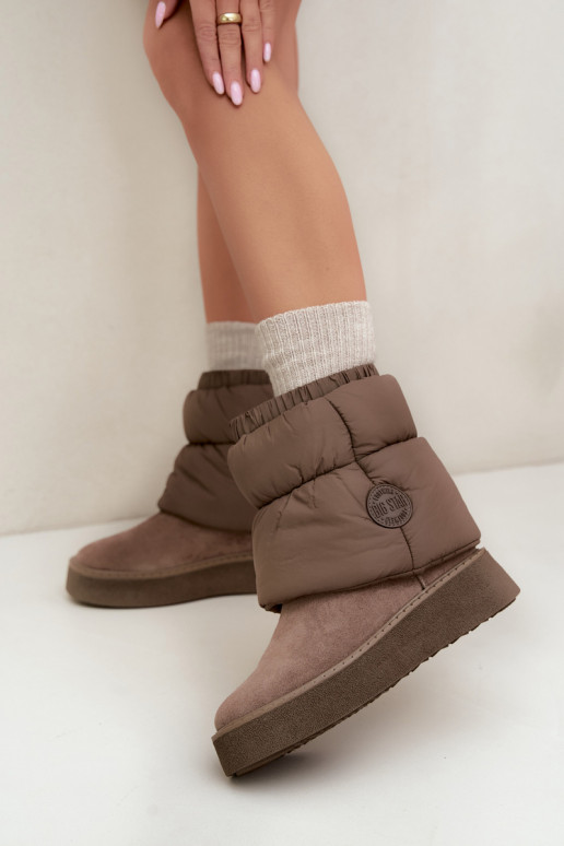 Botas de neve em camurça sintética com plataforma Big Star UU274732 cor areia