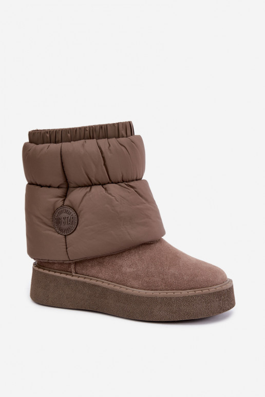 Botas de neve em camurça sintética com plataforma Big Star UU274732 cor areia