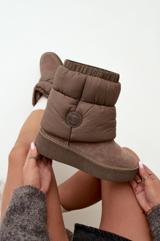 Botas de neve em camurça sintética com plataforma Big Star UU274732 cor areia