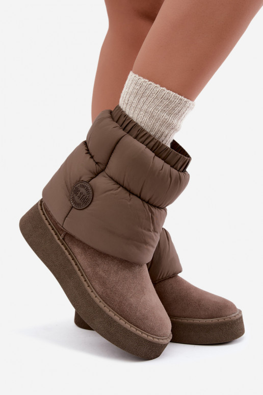 Botas de neve em camurça sintética com plataforma Big Star UU274732 cor areia