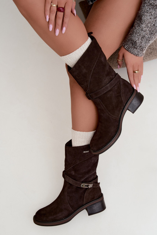 Botins isolados femininos Big Star UU274609 cor chocolate