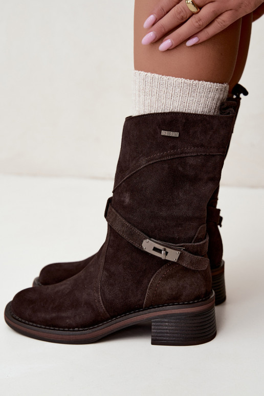Botins isolados femininos Big Star UU274609 cor chocolate