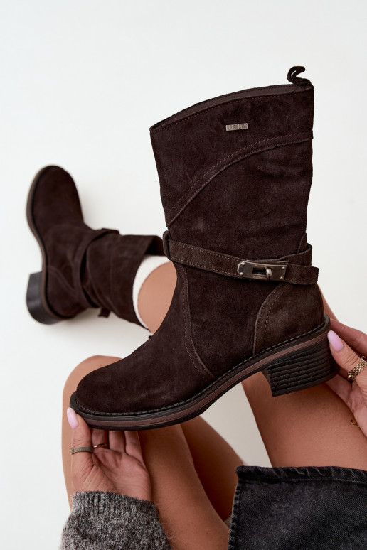 Botins isolados femininos Big Star UU274609 cor chocolate