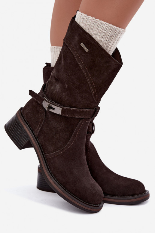 Botins isolados femininos Big Star UU274609 cor chocolate