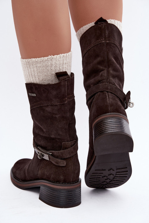 Botins isolados femininos Big Star UU274609 cor chocolate