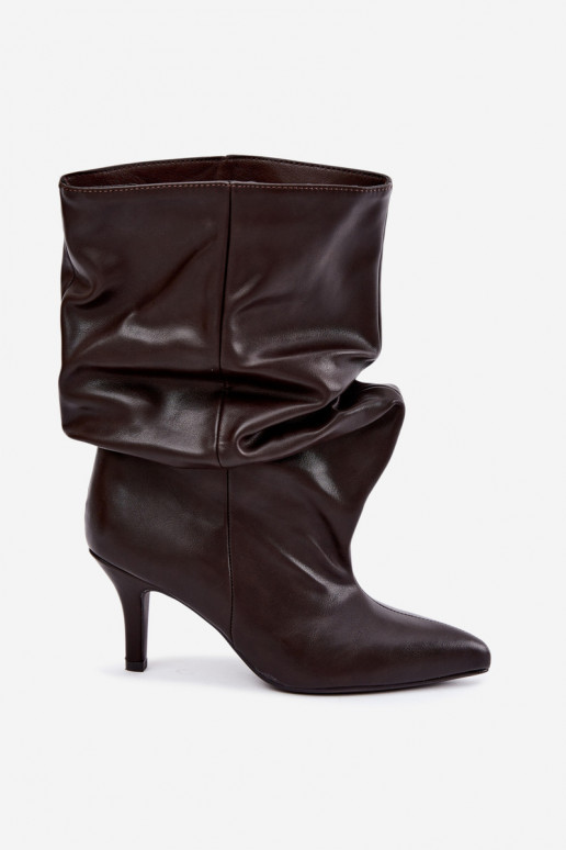 Um modelo atraente Botas femininas Typu Slouchy com salto CzekoladoParae Gelra