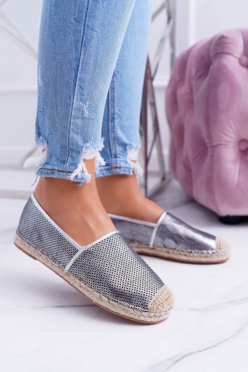 Lu Boo espadrilhas de renda prateadas Kimchi