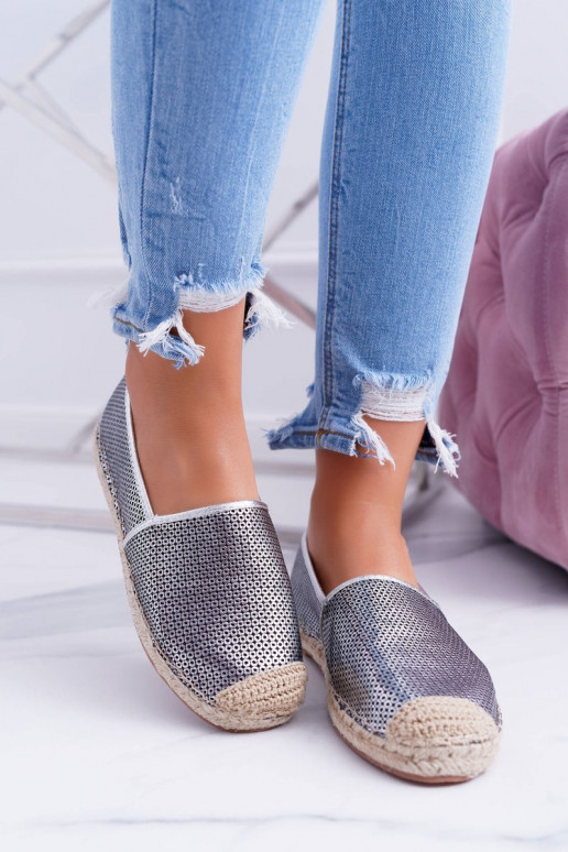 Lu Boo espadrilhas de renda prateadas Kimchi