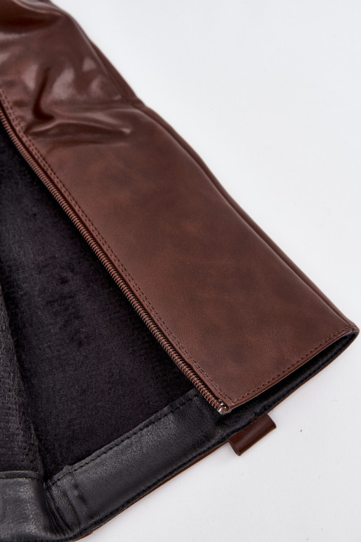 Botas altas femininas com salto baixo na cor marrom Averna