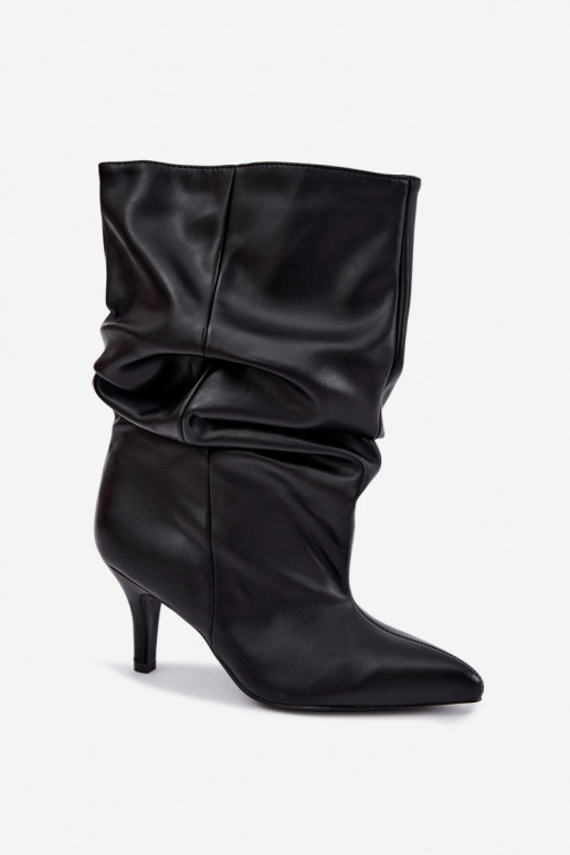 Botins slouchy com salto em preto Gelra