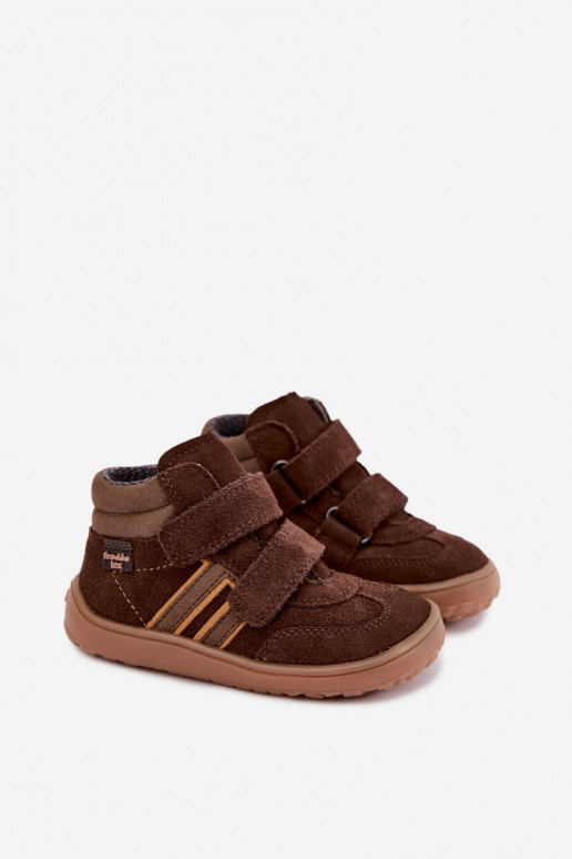 Calçado infantil de camurça sintética Barefoot FRODDO G3110285-3 castanho