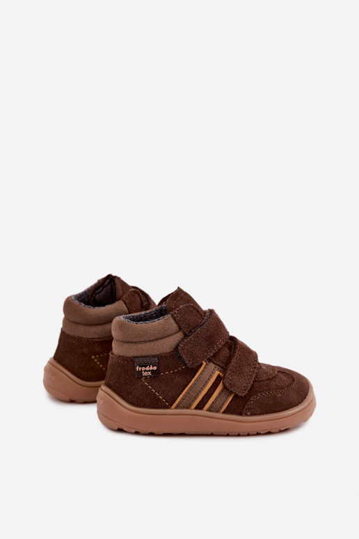 Calçado infantil de camurça sintética Barefoot FRODDO G3110285-3 castanho